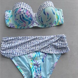 Patterned Blue and Purple Women's Bikini Set